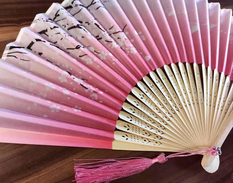 Skládačí vějíř LUX růžovo-bílý 2